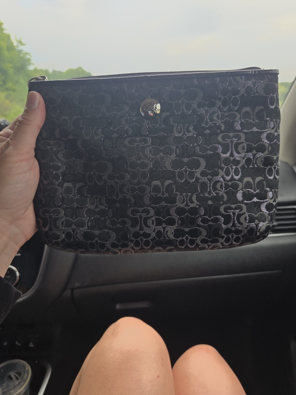 Coach Black Pouch With C Pattern